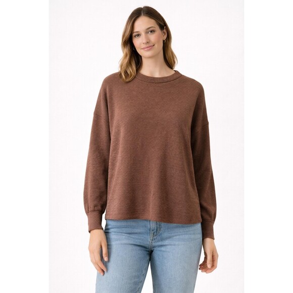 Madewell Sweaters - Madewell Womens Brown Knit Pullover Sweater Crew Neck Long Sleeve Large